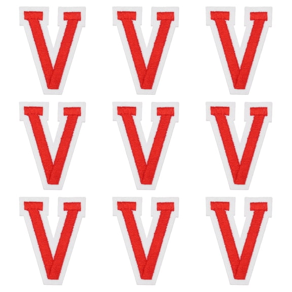 Uxcell Iron on Letter Patches, 9 Pcs 2"/5cm Alphabet V Iron on Embroidered Applique Sew on Patches for Clothes, Dress, Socks, Jeans, Hats, DIY Accessories(Red)