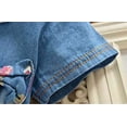 thumbnail image 5 of EnJoCho Toddler Stylish Summer Dress Toddler Baby Girls Floral Print Bowknot Short Sleeve Princess Denim Dress Outfit Kids Pretty Flower Dress, 5 of 7