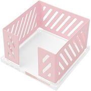 Office Memo Holders Notepad Holder 3.5 x 3.5Inch Memo Pad Cube Dispenser Acrylic Base Pink Metal Mesh Sticky Note Holder for Desk Home Office Supplies