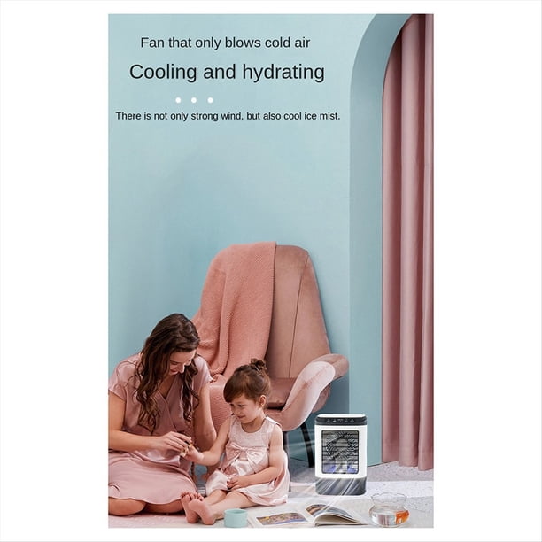 Ventilador Portátil de Escritorio, Atomización Ultrasónica de Doble Pulverización, Enfriador de Aire Silencioso de 3 Velocidades, Luz , Ventilador Eléctrico para el Hogar