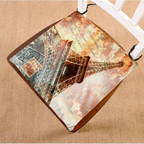 PHFZK Cityscape Chair Pad, Eiffel Tower Paris Abstract Art Seat Cushion