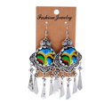 thumbnail image 3 of Pendientes colgantes de borlas con bordado multicolor estilo boho retro para mujer Azul, 3 of 9
