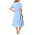 thumbnail image 3 of INSPIRE CHIC Edition Women's Lace Eyelet Dresses Summer Notched Neck Short Sleeve A Line Flowy Beach Midi Dress S Sky Blue, 3 of 6