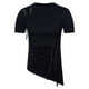 thumbnail image 2 of Blusas y camisas de manga corta y cuello redondo para hombre, blusas informales de verano de color liso con cuello redondo y mangas cortas irregulares, blusa de poliéster para hombre., 2 of 8