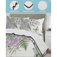 thumbnail image 3 of Quilts Queen Size Bedding Set, Spring Lavender Reversible Summer Quilt 3 Pieces, Garden Botanical Leaves Butterflies Lightweight Bedspreads Coverlets with 2 Pillow Shams for All Seasons, 3 of 5