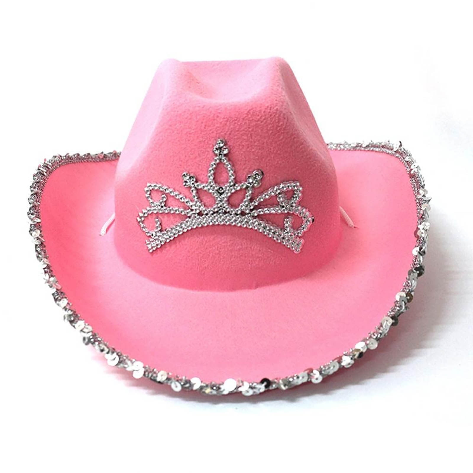 Western Style Cowboy Hat Blinking Crown Cowgirl Hat Cowboy Cap Holiday Costume Party Hat Pink 