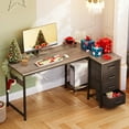 thumbnail image 2 of 48 inch Computer Desk with 4 Fabric Drawers — Home Office Desks with Storage, Writing Desk with Side Hook, Desk Study/Work Table for Bedroom and Small Space, Oak Grey, 2 of 9