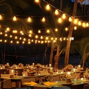 PHOPOLLO Outdoor String Lights, ST38 48ft LED Hanging Lights,20 Vintage Dimmable Bulbs Waterproof and Shatterproof, with Remote control for Proch, Backyard