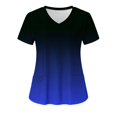 thumbnail image 2 of PiGOGI Women's Nursing Uniforms Short Sleeve V-Neck Printed Pocket Blouse Tops Healthcare Workwear Comfortable Dark Blue XL, 2 of 4