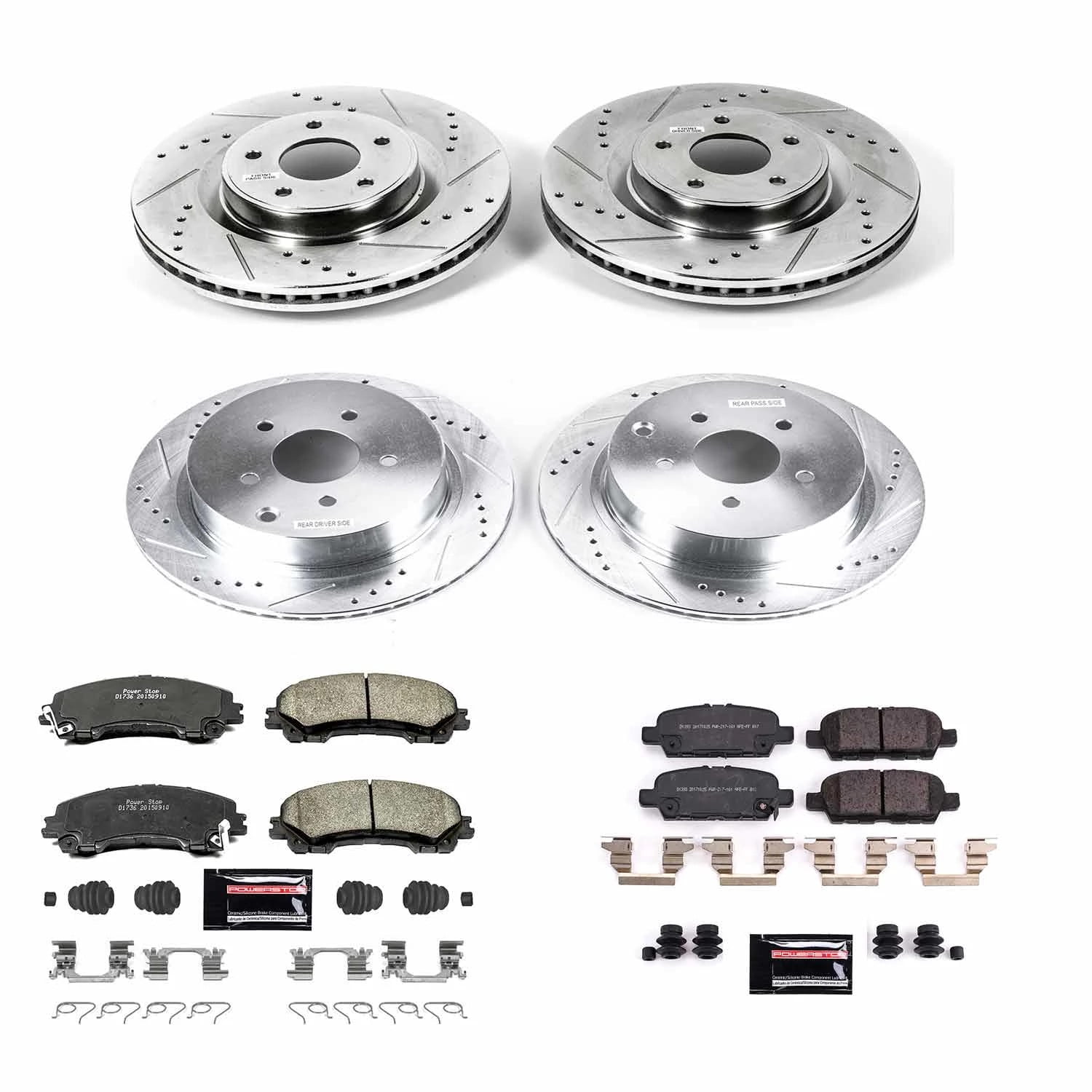 PowerStop Front and Rear Z23 Evolution Sport Carbon-Fiber Ceramic Brake Pad and Drilled & Slotted Rotor Kit Fits: INFINITI Select Models K8006