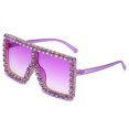 thumbnail image 4 of Gafas de sol de gran tamaño para mujer, lentes de sol de marca de lujo de gran tamaño, tonos púrpura y rosa, estilo Vintage de los años 90, cuadradas con diamantes de imitación, 4 of 5