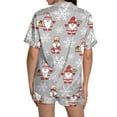 thumbnail image 5 of Pyjamas pour Femmes Imprimé Graphique Satin de Soie Mignon Vêtements de Nuit Boutons Manches Courtes Hauts Ensembles Shorts, 5 of 5