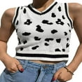 thumbnail image 1 of Women‘s V Neck Sleeveless Argyle Sweater Knitted Vest Slim Fit Ribbed Tank Crop Top Spring Fall Winter Kitwear, 1 of 3