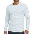 thumbnail image 2 of Xcmzpl Striped Long Sleeve Shirts for Men Casaul Color Block Pullover Tops Round Neck Going Out Outdoor Sports Shirt M-XXXL, 2 of 6