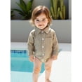 thumbnail image 5 of BemeyourBBs Newborn Baby Boy Girl Plaid Gingham Bubble Romper Shirt Infant Baby Boys Spring Summer Fall Winter Clothes Lapel Neck Long Sleeve Button Down Dress Shirt Romper Bodysuit, 5 of 9