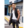 thumbnail image 6 of Coofandy Men's Ruffle Shawl Collar Sleeveless Long Cardigan Vest, 6 of 7