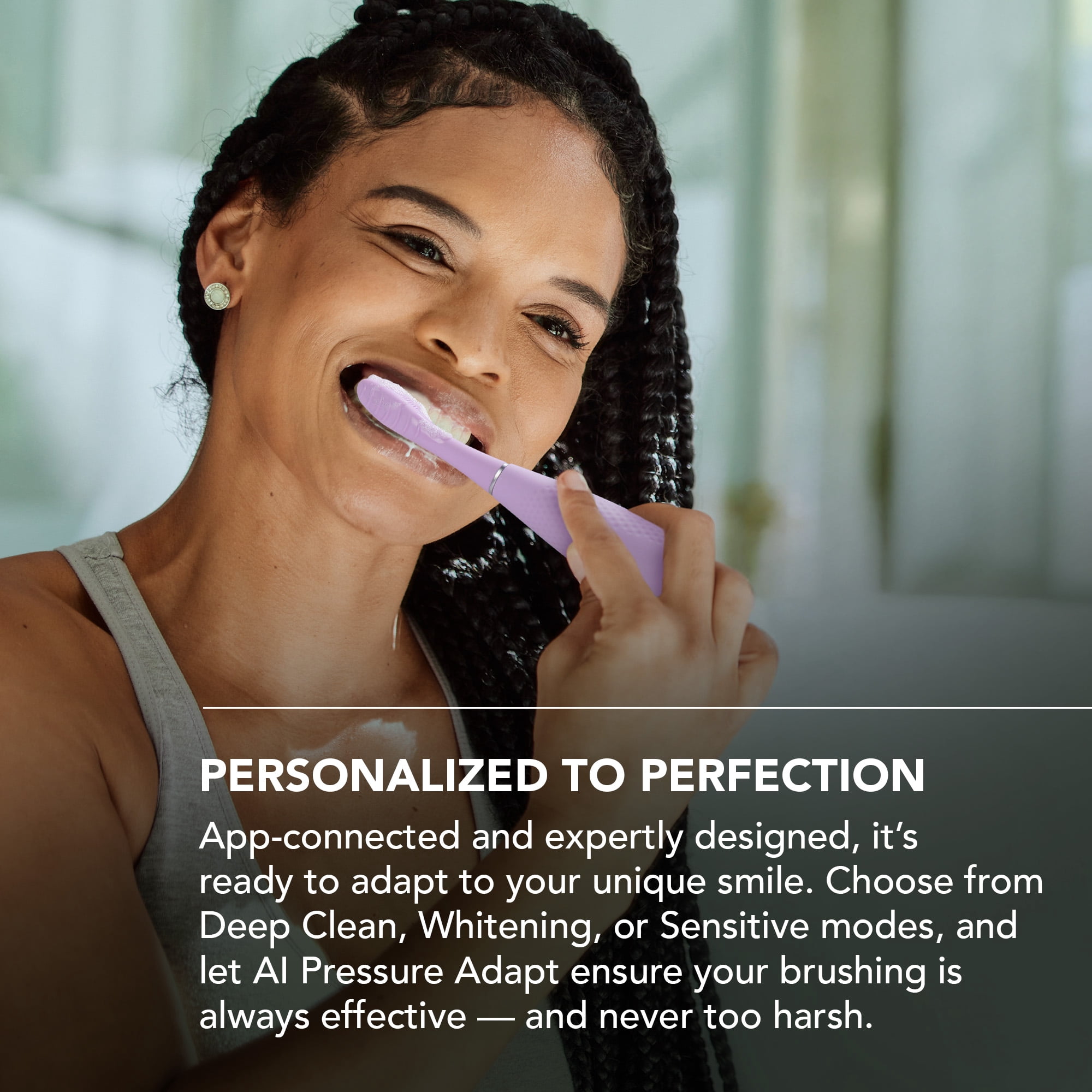 FOREO issa 4 plus Sonic Electric Toothbrush - 4-in-1 AI-Guided Rechargeable Toothbrush Bundle with Extra Silicone & Polymer Hybrid Brush Head, Soft Bristles, Whitening Teeth - Lavander