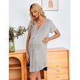 thumbnail image 5 of Ekouaer 3 Pack Women's Nightshirt Button Down Nightgown Short Sleeve Sleepshirt V Neck Pajama Dress with Pockets, 5 of 7