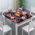 thumbnail image 3 of Halloween Pink Spooky Pumpkins and Bats Square Fitted Tablecloth with Elastic Edge,Square Table Cover,Washable Elastic Table Cover for Home Kitchen Party Decor 34"x34", 3 of 6