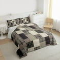 thumbnail image 3 of Feelyou Grey Buffalo Square Queen Comforter Set for Men, Patchwork Checkered Bedding Sets, Vintage Fashion Theme Reversible Bedding Comforter Set, Ultra Soft Bedroom Decor, 3-Piece, 3 of 8