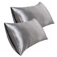 thumbnail image 2 of AuroraX Stain Protection Pillow Cases 2 pack Standard Silk Satin Gray Pillowcase Rayon Soft Zip Closure Smooth Solid Improving Sleep, 2 of 3