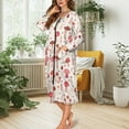 thumbnail image 5 of Yuyamidu Mushroom Long Sleeve Bathrobe for Women O Neck Robe with Front Zipper Lightweight Mid-Calf Length Robes Size 2XL Soft Sleepwear Ladies Long Elegant Night Robes, 5 of 7
