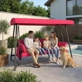 thumbnail image 4 of TQKVIPI 3-4 Seat Outdoor Porch Swing with Adjustable Canopy Patio Swing Bed with Stand Large Swing Glider Bench Chair Outside 800 lbs with Removable Cushions for Yard Garden Poolside Balcony, 4 of 12