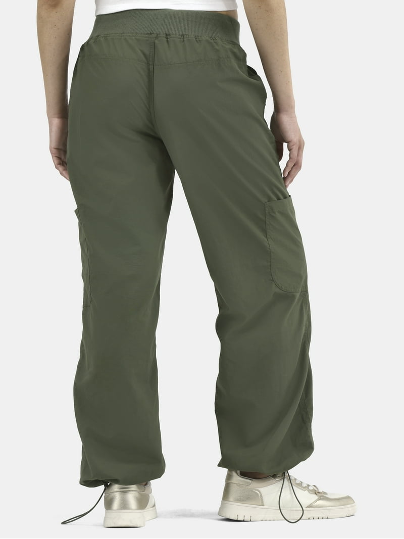 No Boundaries Rib-Waist Parachute Cargo Pants, 30” Inseam