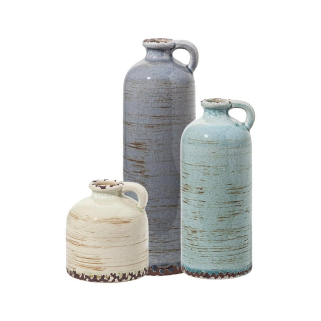 GROWTH TANK 3 Pcs Ceramic Flower Vase Planter Home Decor Table Planter Shelf Antique Ceramic Mixed Color