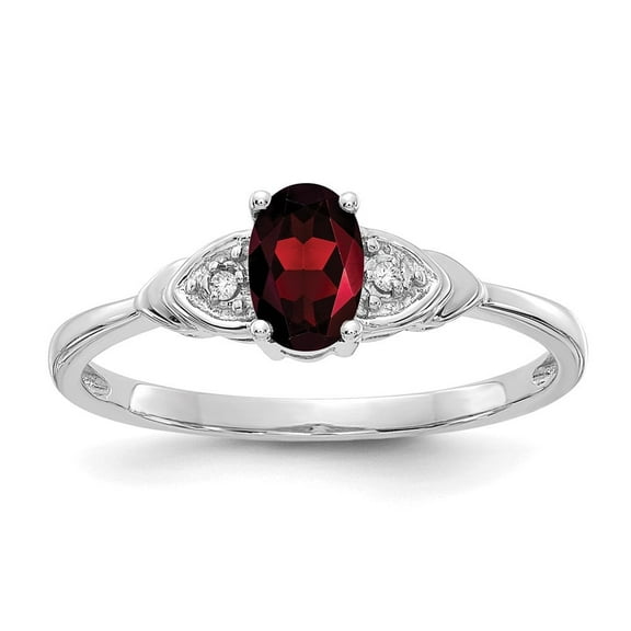 Auriga Fine Jewelry 14K White Gold Garnet and Diamond Ring for Women Size- 7
