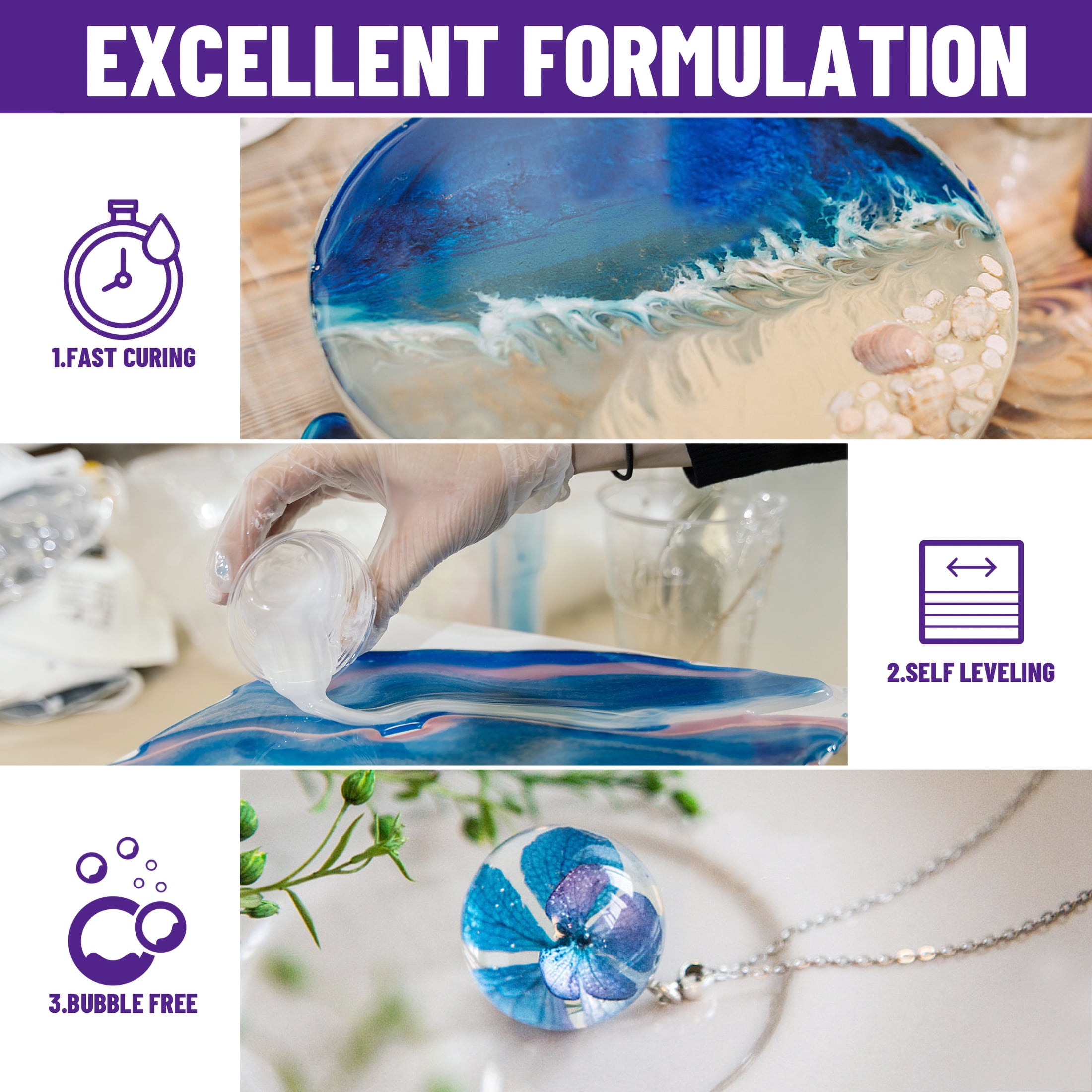 Bond Craftor 1-Gallon Crystal Clear Epoxy Resin Kit, Fast-Curing, Bubble-Free Resin Supplies for Artistic Paint, Casting, Craft, Jewelry making,Diy Wood