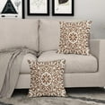 thumbnail image 3 of Brown Ethnic Boho Pillow Covers 20 X 20 Inch Bohemian Carpet Style Vintage Flower Print Decorative Throw Pillows Outdoor Linen Square Cushion Case Farmhouse Decor for Home Sofa Bed Set of 2, 3 of 6