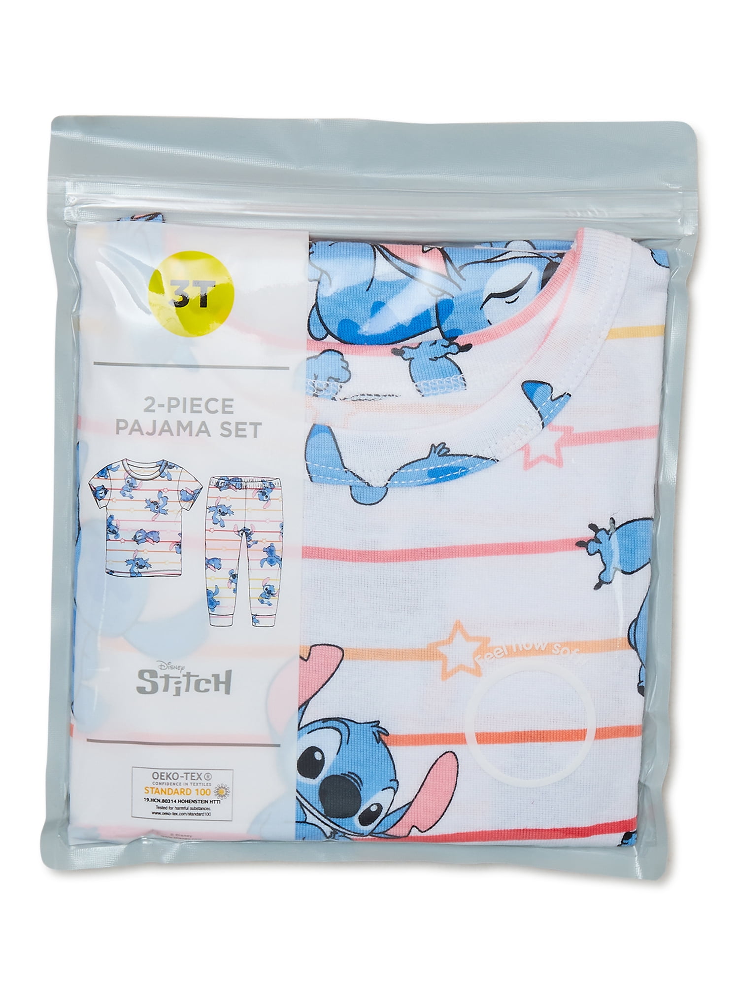 Disney Lilo & Stitch Toddler Girls Short Sleeve Top and Pants, 2-Piece Pajama Set, Sizes 12M-5T