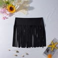 thumbnail image 4 of Warop Women's Solid Color Swim Skirt with Fringe Trim, Beach Style Swimwear for Swimming and Vacation, 4 of 7