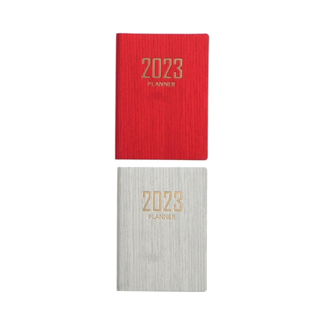 2 piezas portátil A7 cuaderno mensual 2023 diario libretas beige y rojo Zulema Planificador de cuaderno