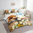 thumbnail image 3 of Manfei Cute Highland Cow Bedding Comforter Set 7-Piece for Kids, White Orange Daisy King Bedding Sets, Barn Door Lodge Cabin Bed Sheets, Lightweight Room Decor, 3 of 8