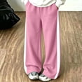 thumbnail image 2 of hotojiny Girls' Pants Wide Leg Clothes Kids Lightweight Sweatpants Trendy Side Striped Baggy High Waist Casual Pants(Pink,14-15 Years), 2 of 9