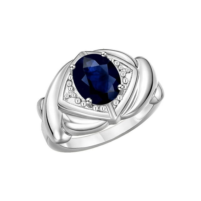 RYLOS Bagues pour Femmes Bague en Or Blanc 14K XOXO Câlins et Baisers Bague Pierre Précieuse 9x7 mm et Diamant Bijou de Saphir de Septembre pour Femmes Taille 9
