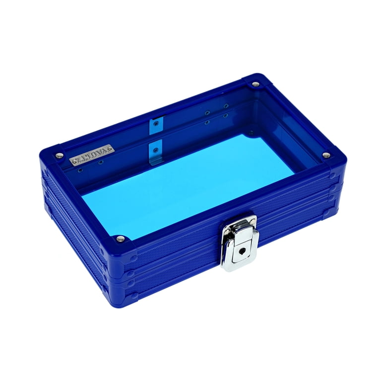 Vaultz Locking Pencil Box Blue Acrylic with Key Lock for
