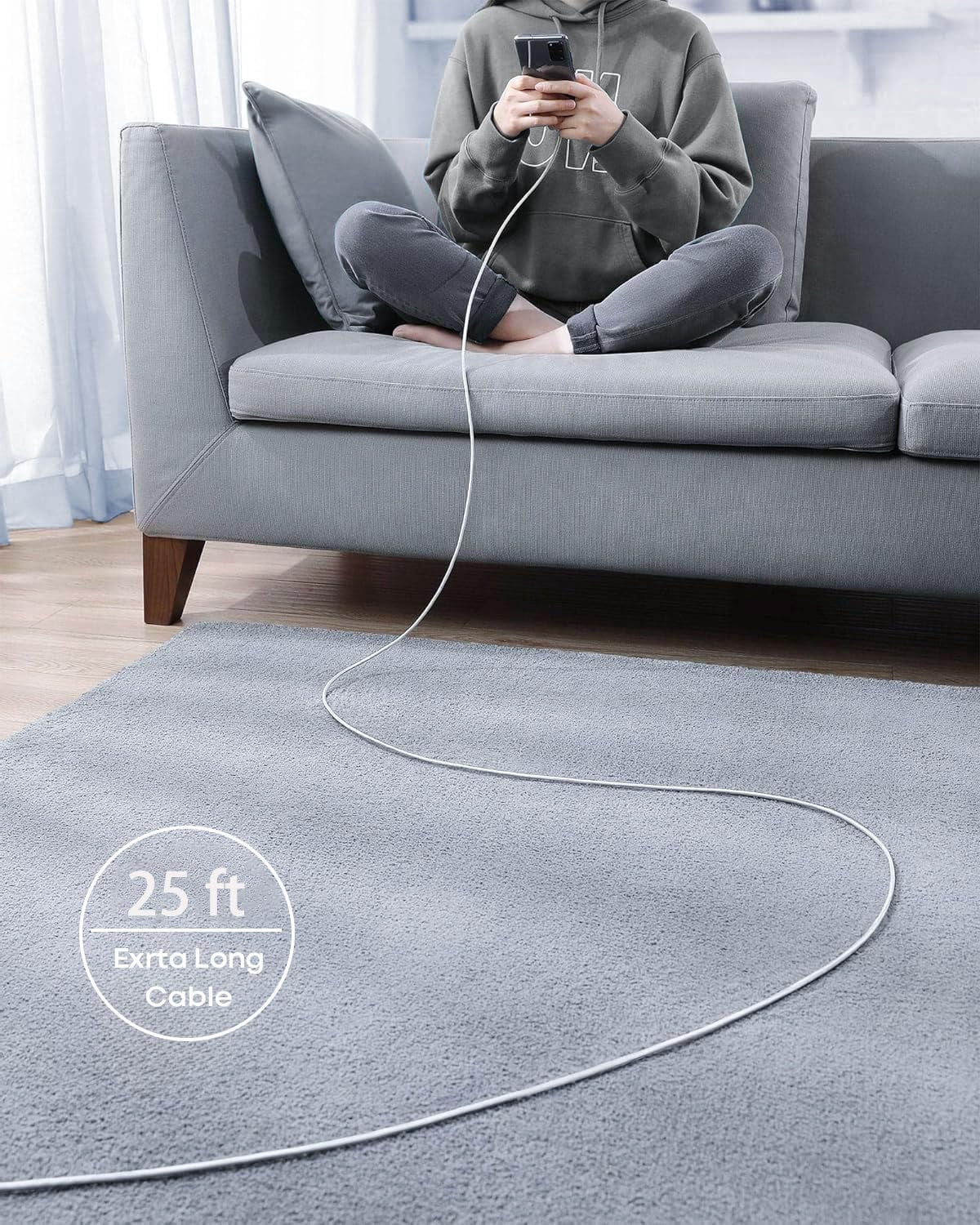 25FT USB A to USB C Fast Charging Cable [Extra Long, TPE Durable] Type A to C Charger Cord for USB-C Phone, Tablet, Galaxy, Camera, and Other USB-C Device - White
