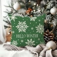thumbnail image 5 of Hello Winter Snowflake Christmas Throw Pillow Cover 18x18 Inch Green Outdoor Christmas Decorations Xmas Seasonal Holiday Decorative Throw Pillow Case for Home Living Room Couch Porch Decor, 5 of 6