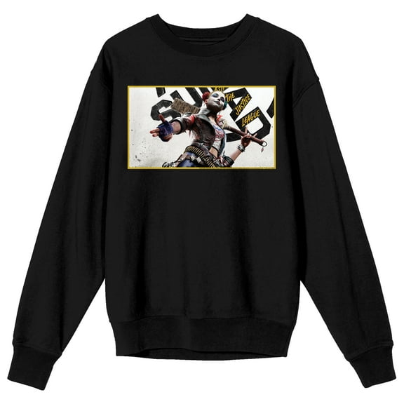 SSQ Kill The JL Harley Quinn Crew Neck Long Sleeve Adult Black Sweatshirt-XL
