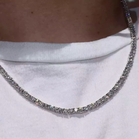3MM Lab Created Diamond Women & Men's Tennis Necklace 14K White Gold Plated 20"