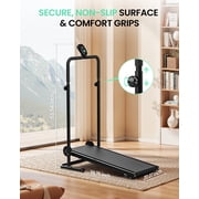 UP PAD Motorless Treadmills with Dual Flywheel & Fixed Incline, LCD Monitor, Non-Slip Belt, Compact Foldable Design for Walking/Jogging