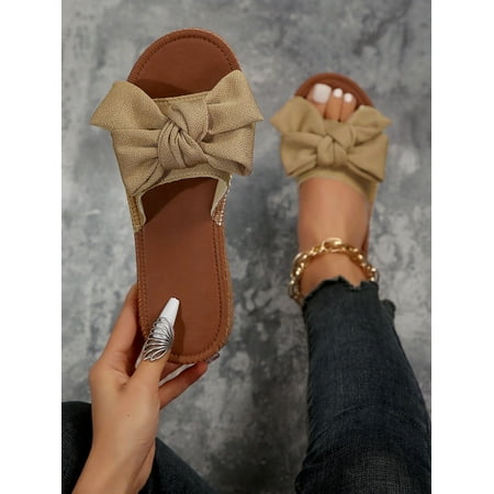 

Butterfly Knot Slippers Women‘s Fashion One-Word Drag Anti-Slip Beach Shoes Summer And Autumn New For Outdoor Wear
