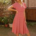 thumbnail image 4 of IROINNID For For Women Casual Sexy Fashion Summer V Neck Short Sleeve Loose Solid Dress Summer Saving Sale, 4 of 8