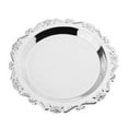 thumbnail image 1 of Silver Round Metal Fruit Dish Pastry Food Caddy Display Plate Tea Dessert Serving Tray 20cm, 1 of 8