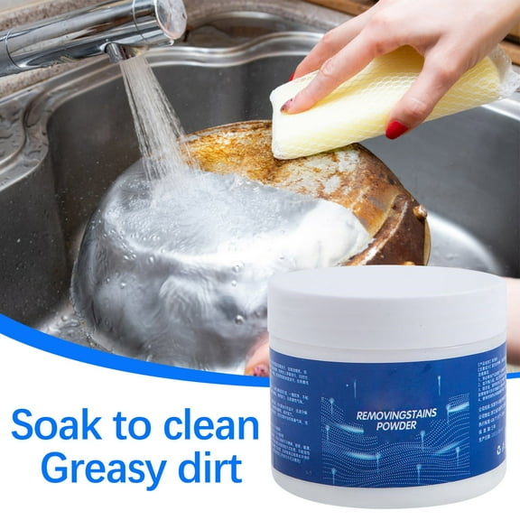 Heavy Duty Grease Remover Powder - Kitchen Degreaser for Pots/Pans/Oven - Instant Stain & Oil Cleaner - Non-Toxic Formula for Burnt Food Residue