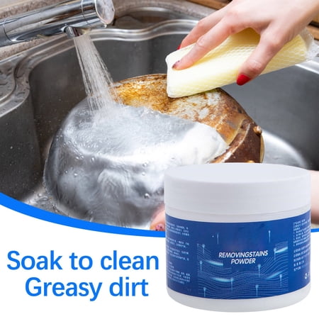 Heavy Duty Grease Remover Powder - Kitchen Degreaser for Pots/Pans/Oven - Instant Stain & Oil Cleaner - Non-Toxic Formula for Burnt Food Residue