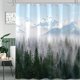 thumbnail image 1 of Cortina de ducha extra larga de 213 cm con diseño de bosque verde brumoso, árboles y montañas, tela impermeable, moderna cortina de baño con ganchos (Verde 3, 183 x 213 cm), 1 of 6